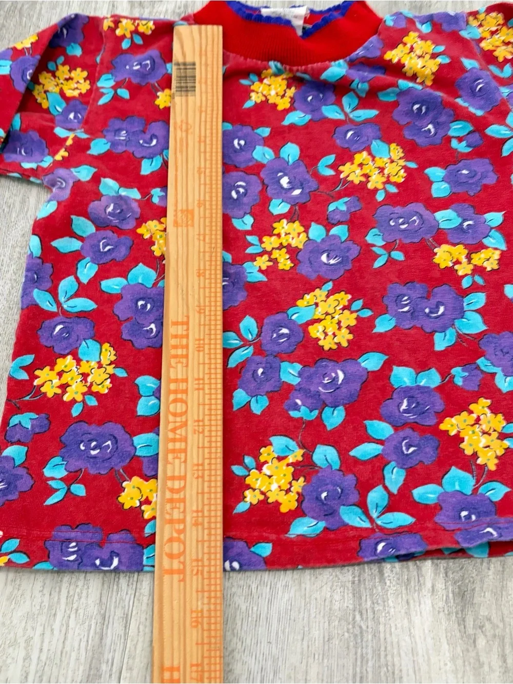 Vintage 90s Girls Floral Mockneck Long Sleeve Shirt Top Red Canoli Size 4